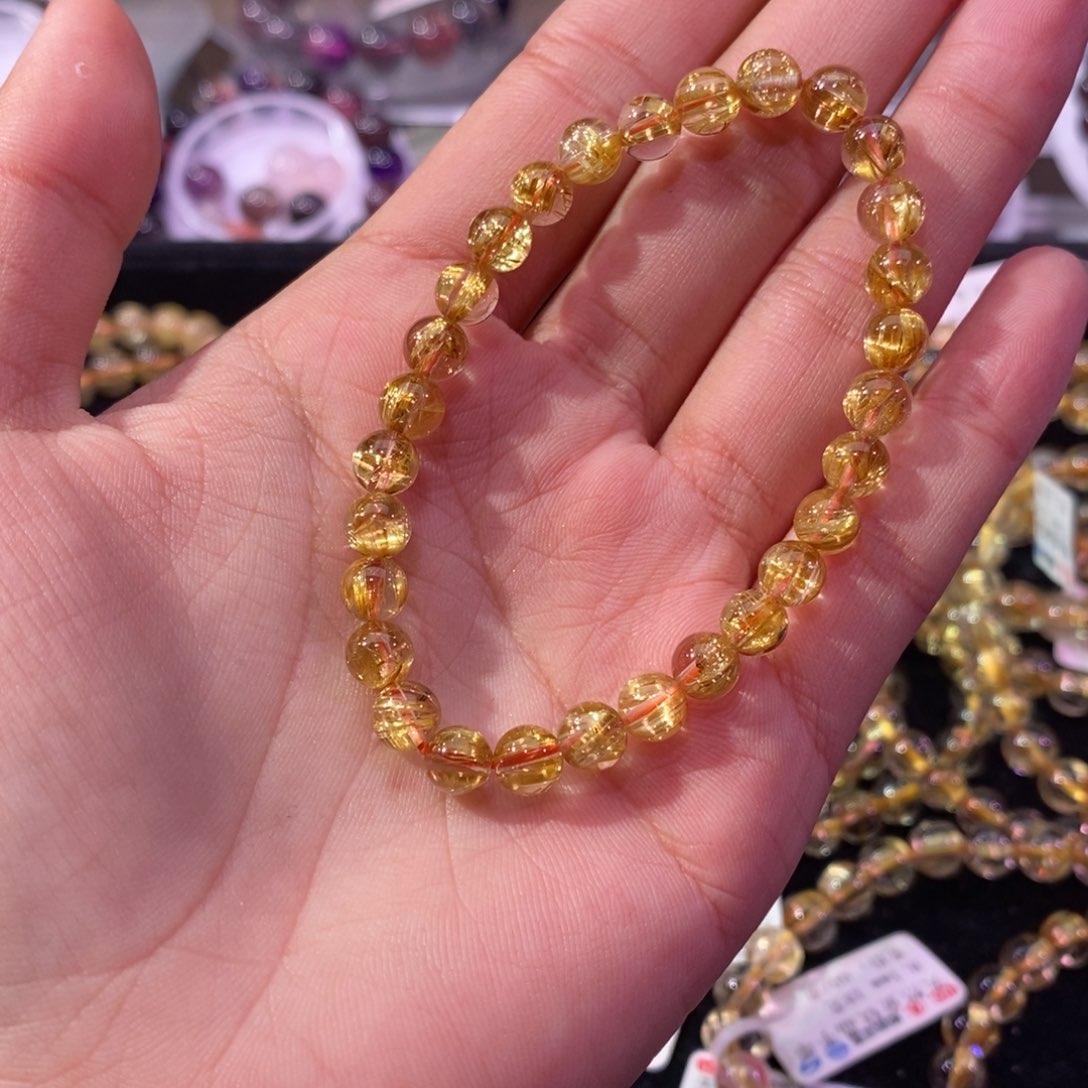 水晶手串未镶嵌金发晶6+