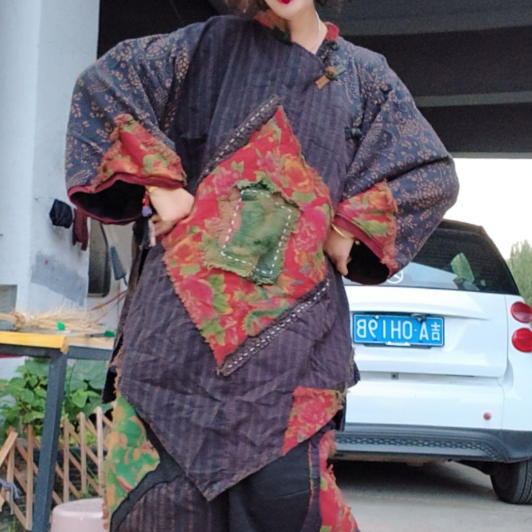 无吊牌磨白做旧老布双层大尖角宽松衫直播间自选条纹