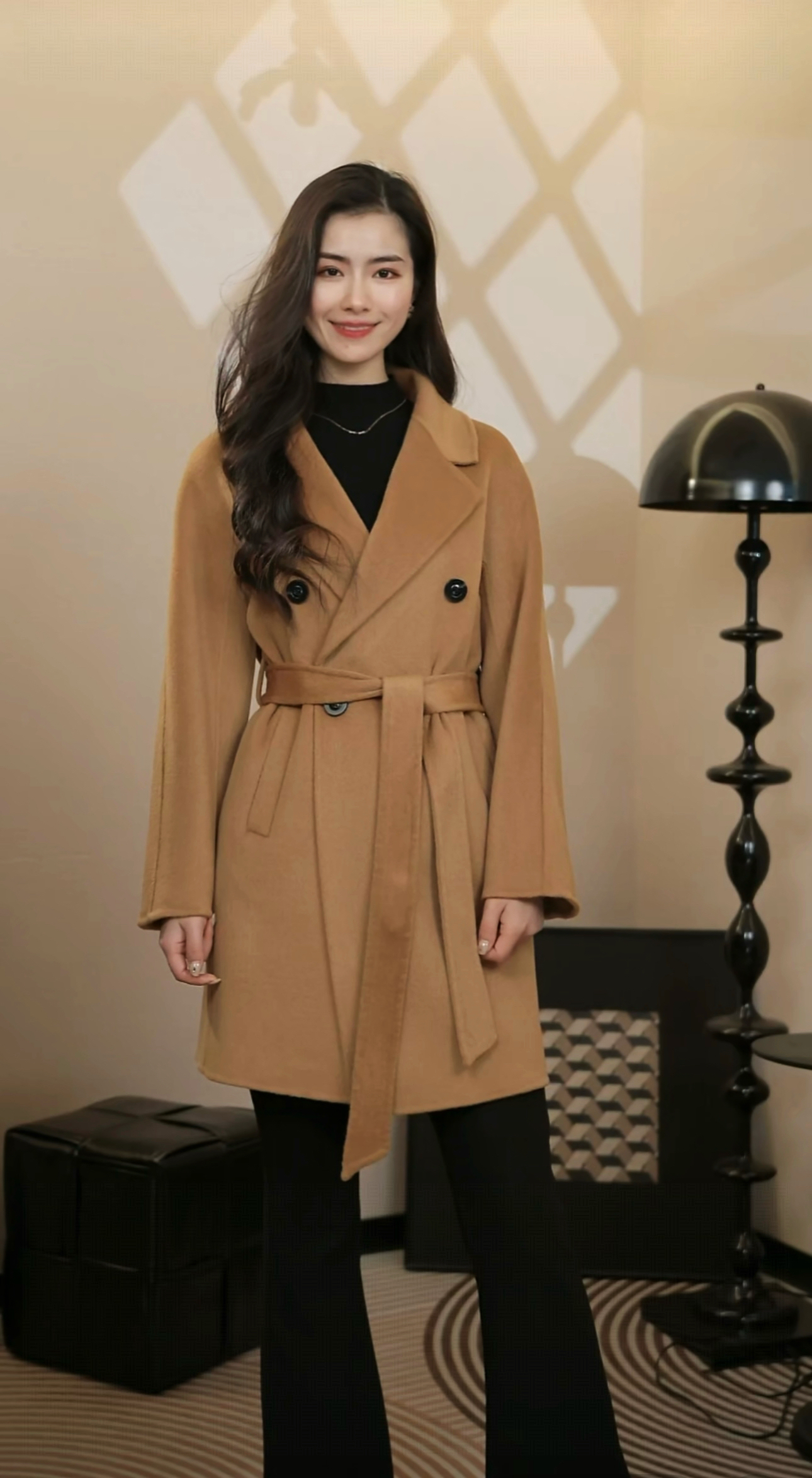 蒋欣同款保暖中长款羊毛大衣厚款经典款秋冬大衣百搭