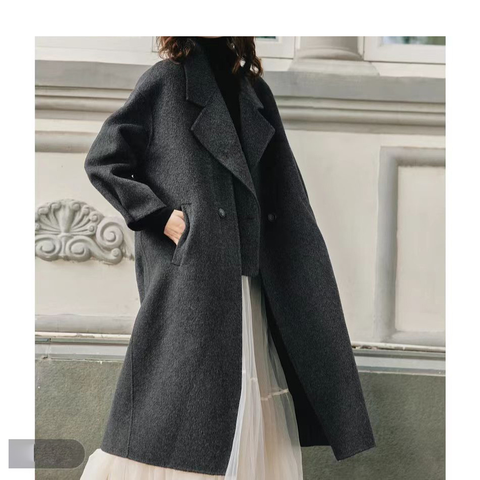 【岩-灰大衣】秋冬厚款落肩袖大衣