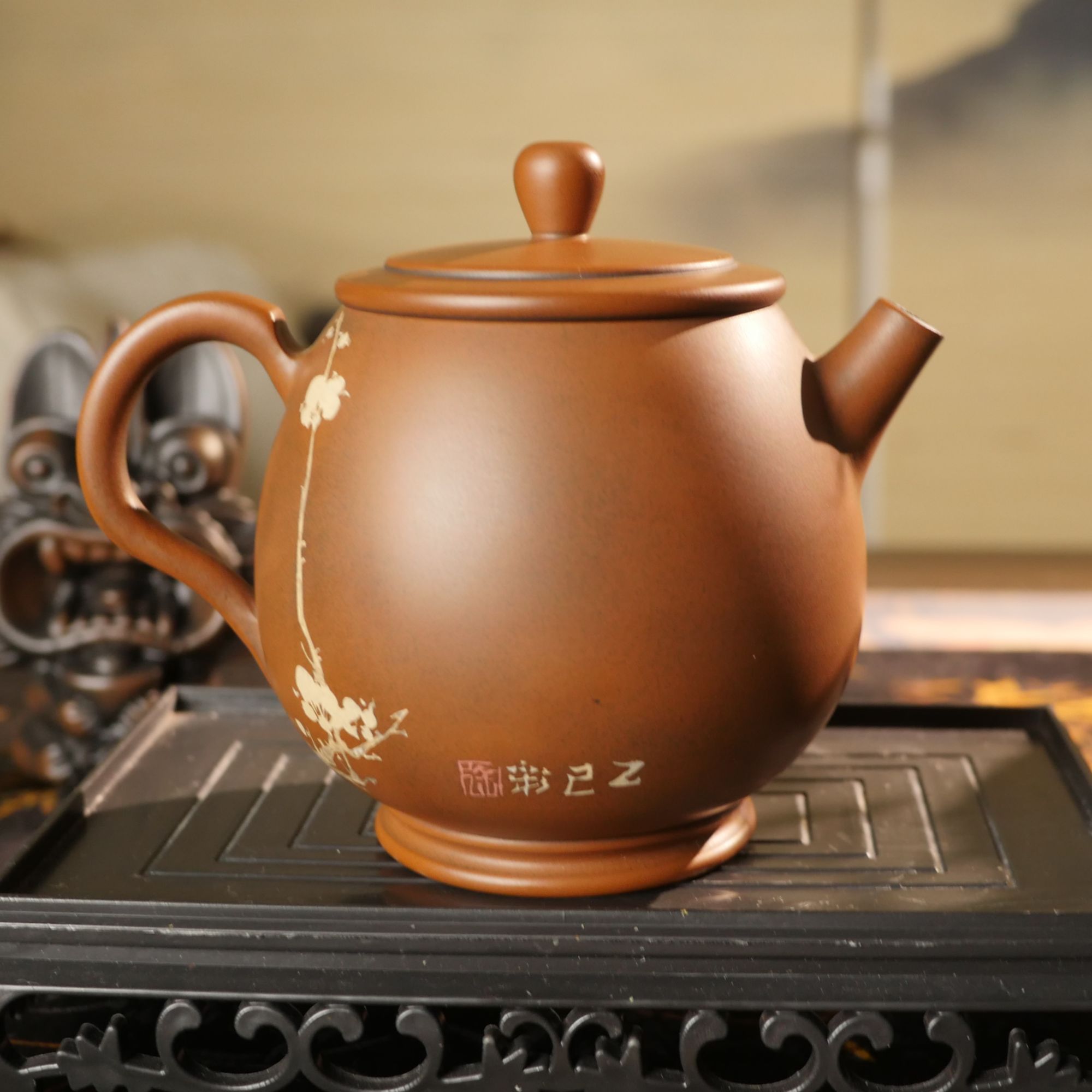 《云小陶》建水紫陶徐彩老师全手工古铜阴刻阳填茶壶茶器