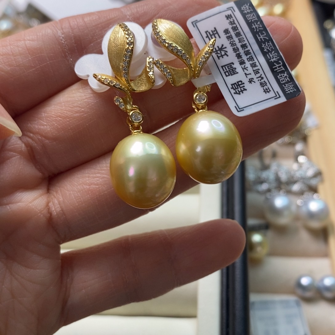 海水珍珠耳饰银S925镶嵌