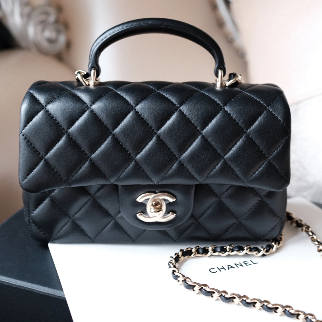 99新 Chanel/香奈儿 Chanel黑金手柄大mini 25120098-04