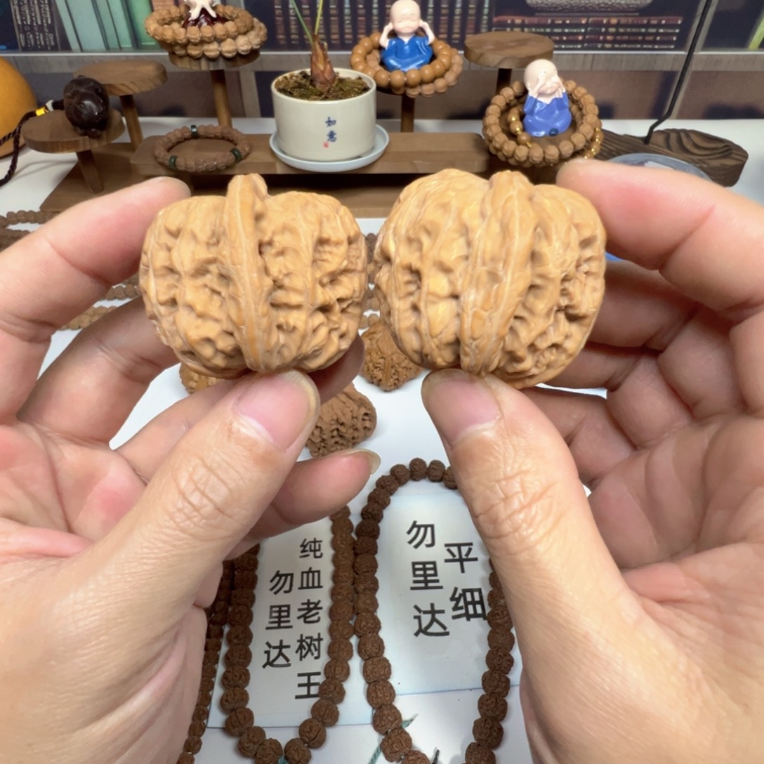 把件文玩核桃回血文玩核桃麻核桃平谷元宝狮子头42mm原桩无修