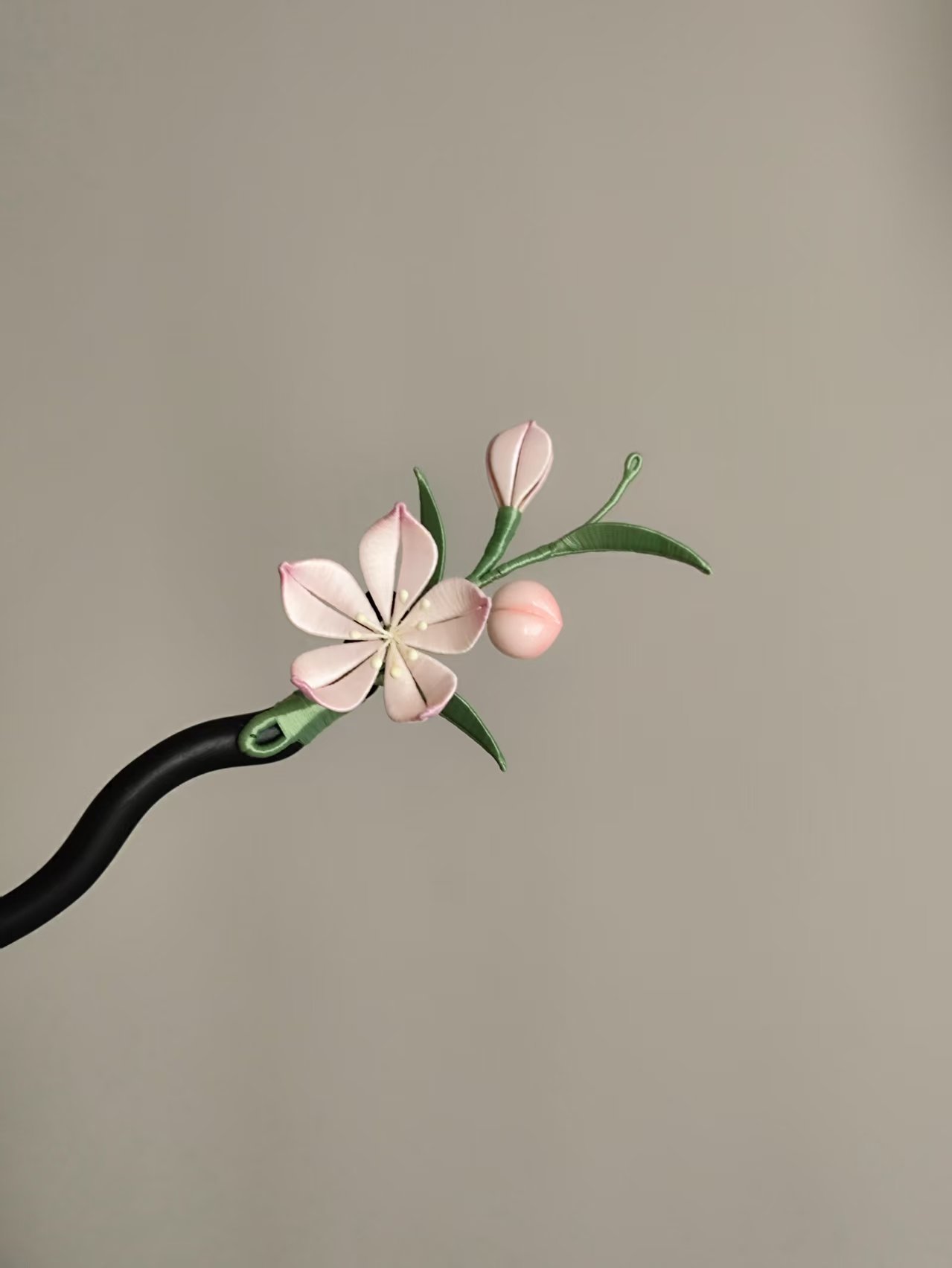 【桃禧】非遗手工粉桃缠花百搭发簪日常清新