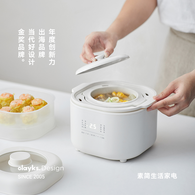 olayks立时电炖盅家用中式宝宝蒸煮辅食隔水煲汤锅神器小型煮粥锅