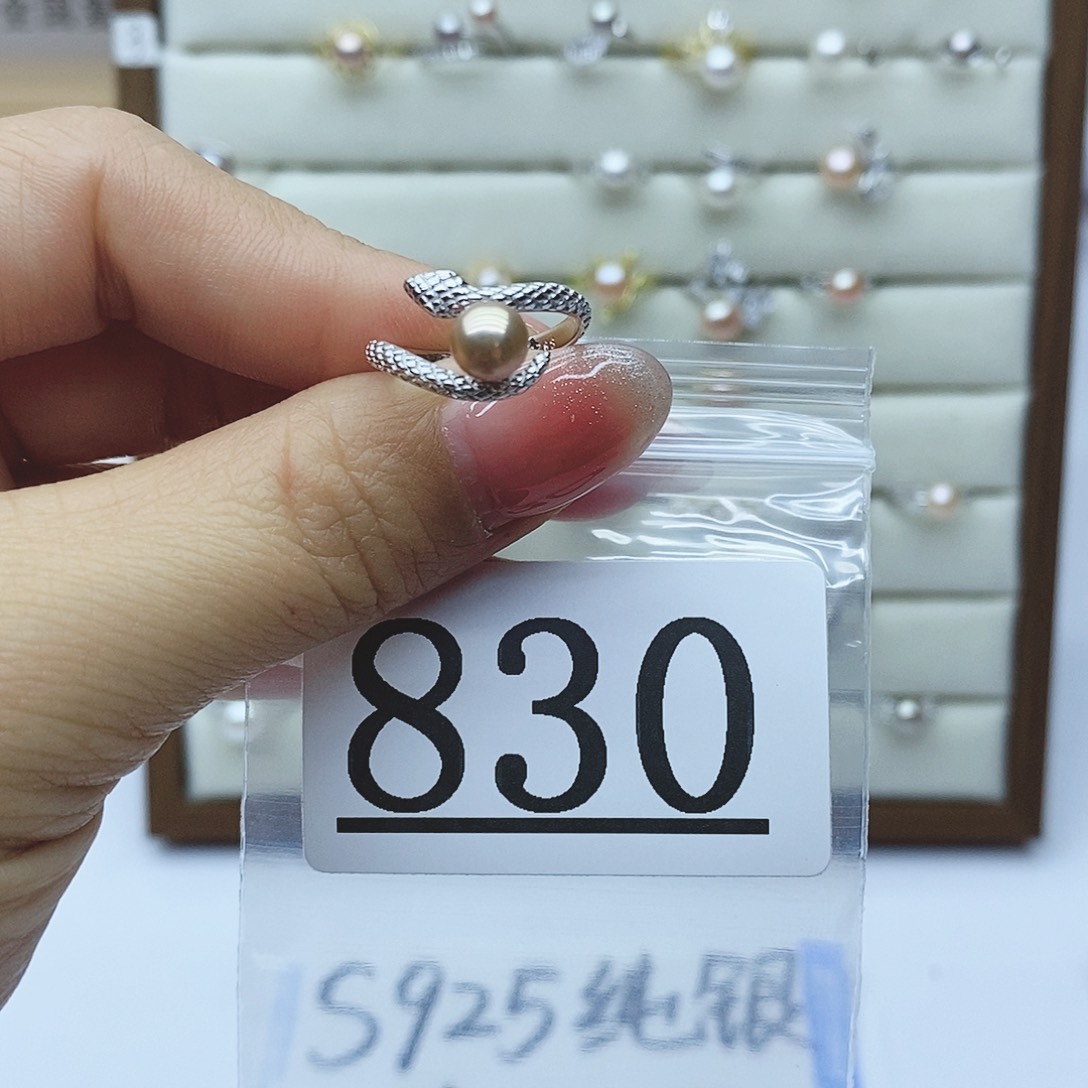 淡水珍珠戒指银S925镶嵌830