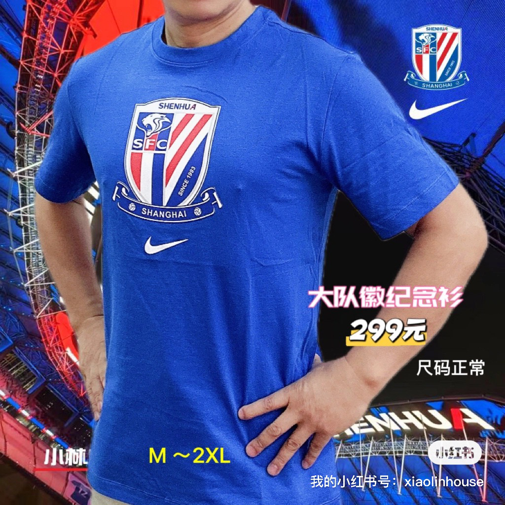 NIKE2025上海申花T恤大队徽短袖球员装备HM5733-463