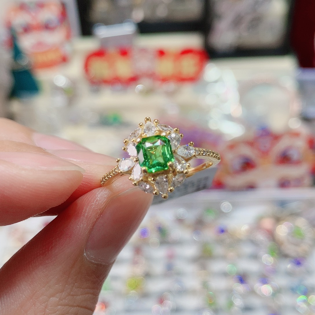 石榴石（沙弗莱）戒指银S925镶嵌