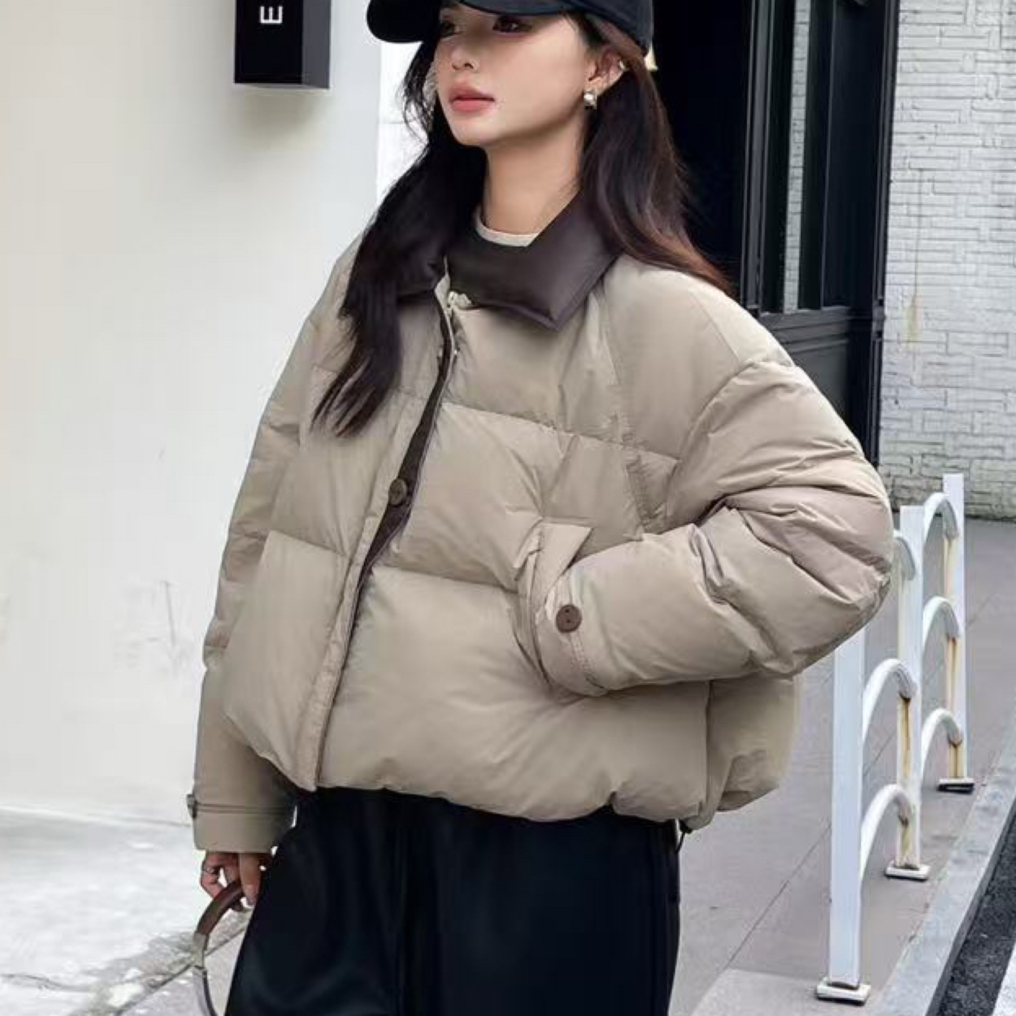 2025冬季新款时尚潮流短款皮领90白鸭绒羽绒服女款