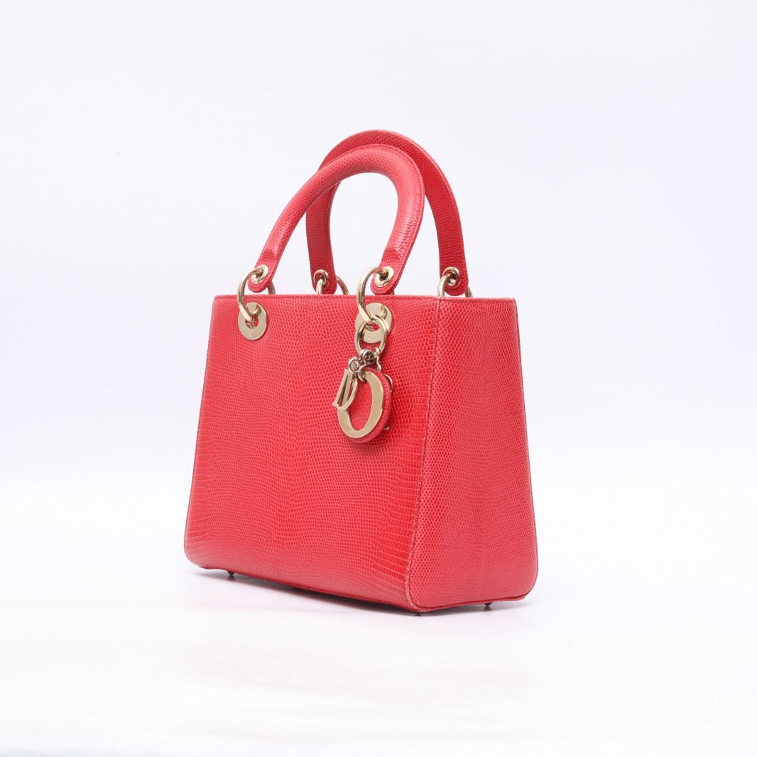 95新 DIOR/迪奥 小花Jerry P205438317 戴妃包 五格 蜥蜴皮