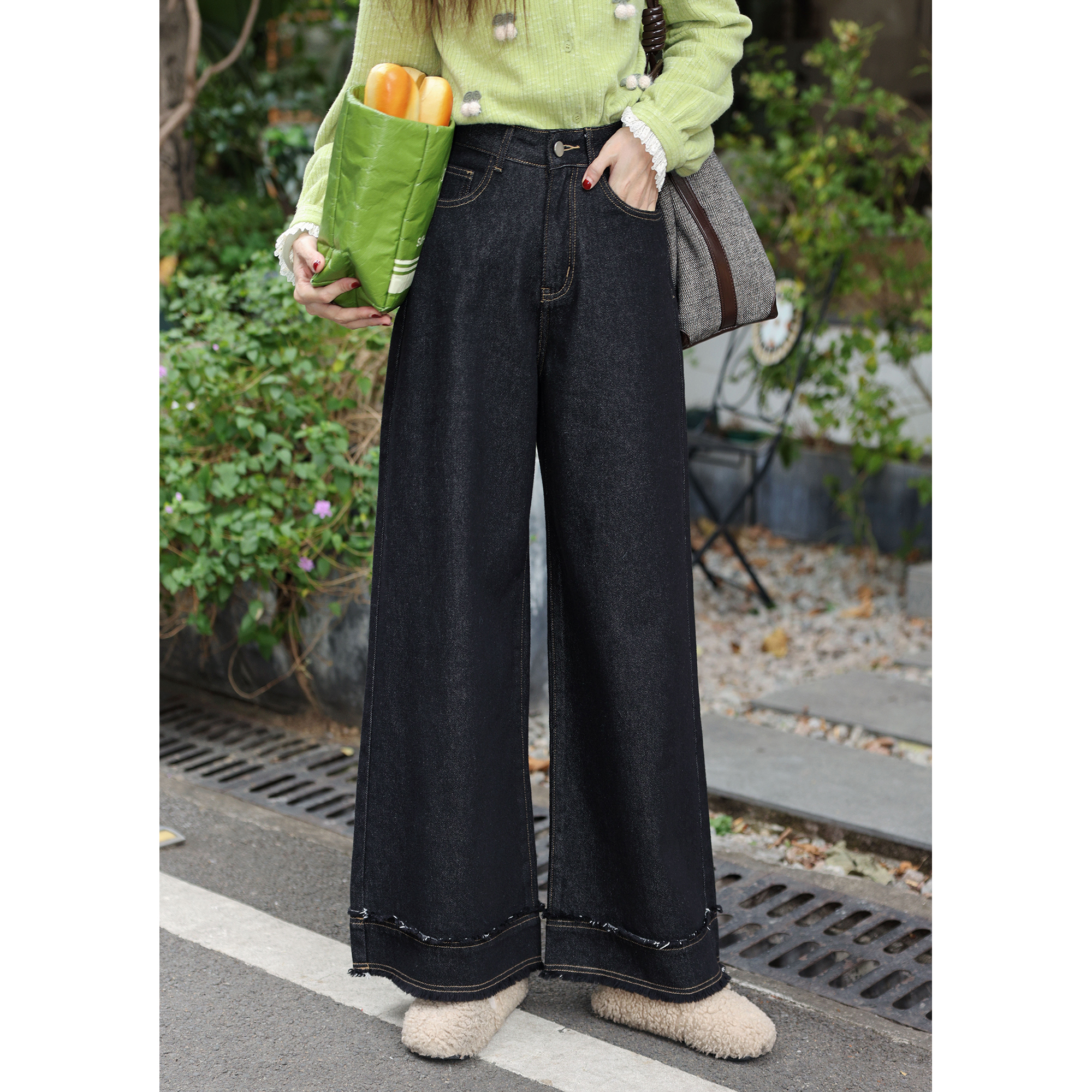 陈大器【深海频率】​​港风复古阔腿百搭休闲高腰牛仔裤子JA5468121