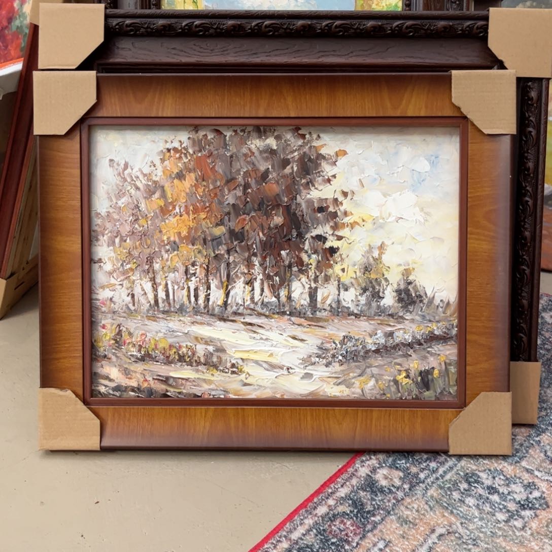 油画玉**香风景手绘油画带实木框40×50