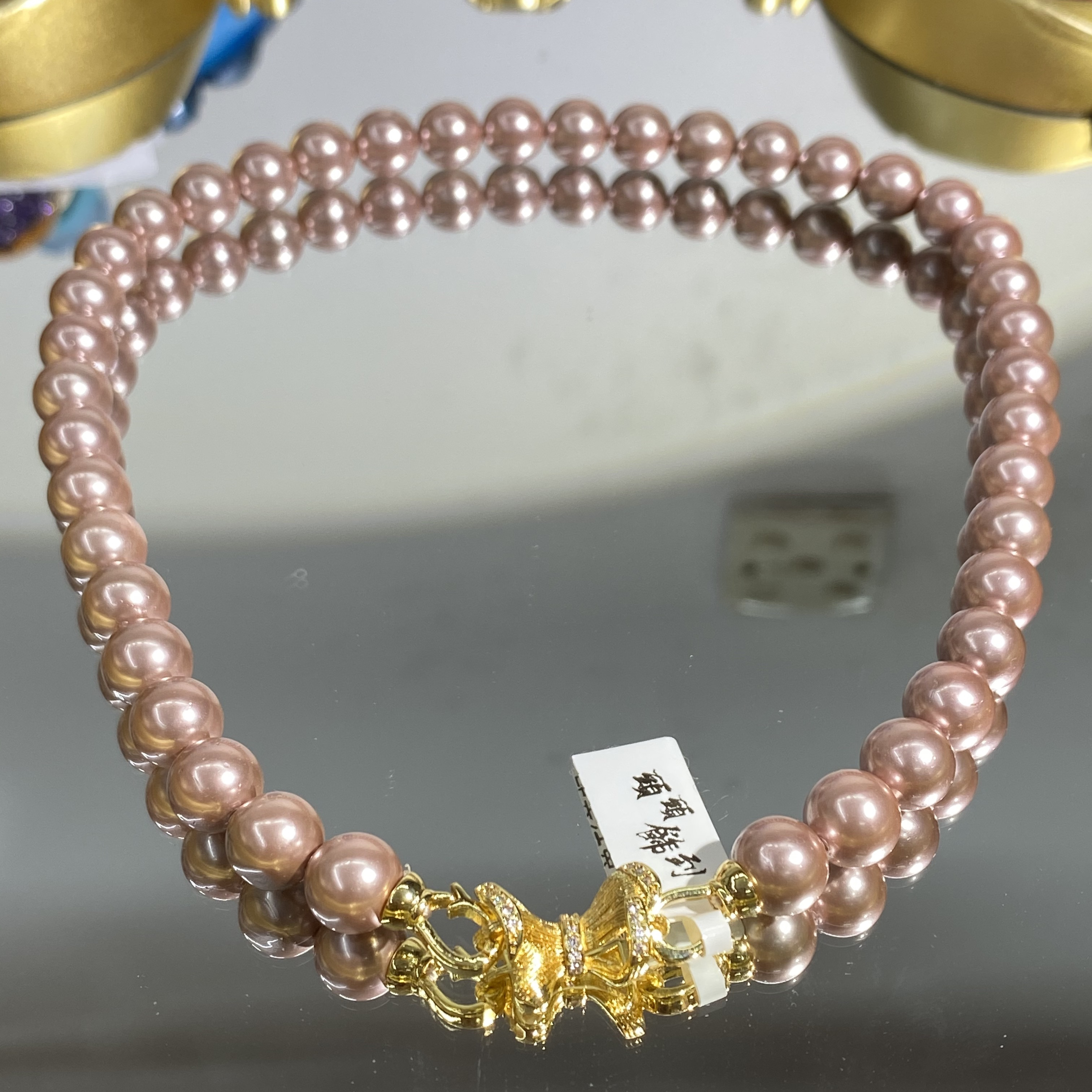 铜合金合成锆石项链 TTSD 粉色锁骨链时尚潮流百搭款项链 8142