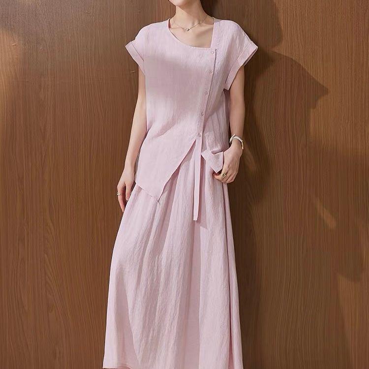 轻熟风原宿风裙子法式慵懒风短袖减龄时尚套装气质1258