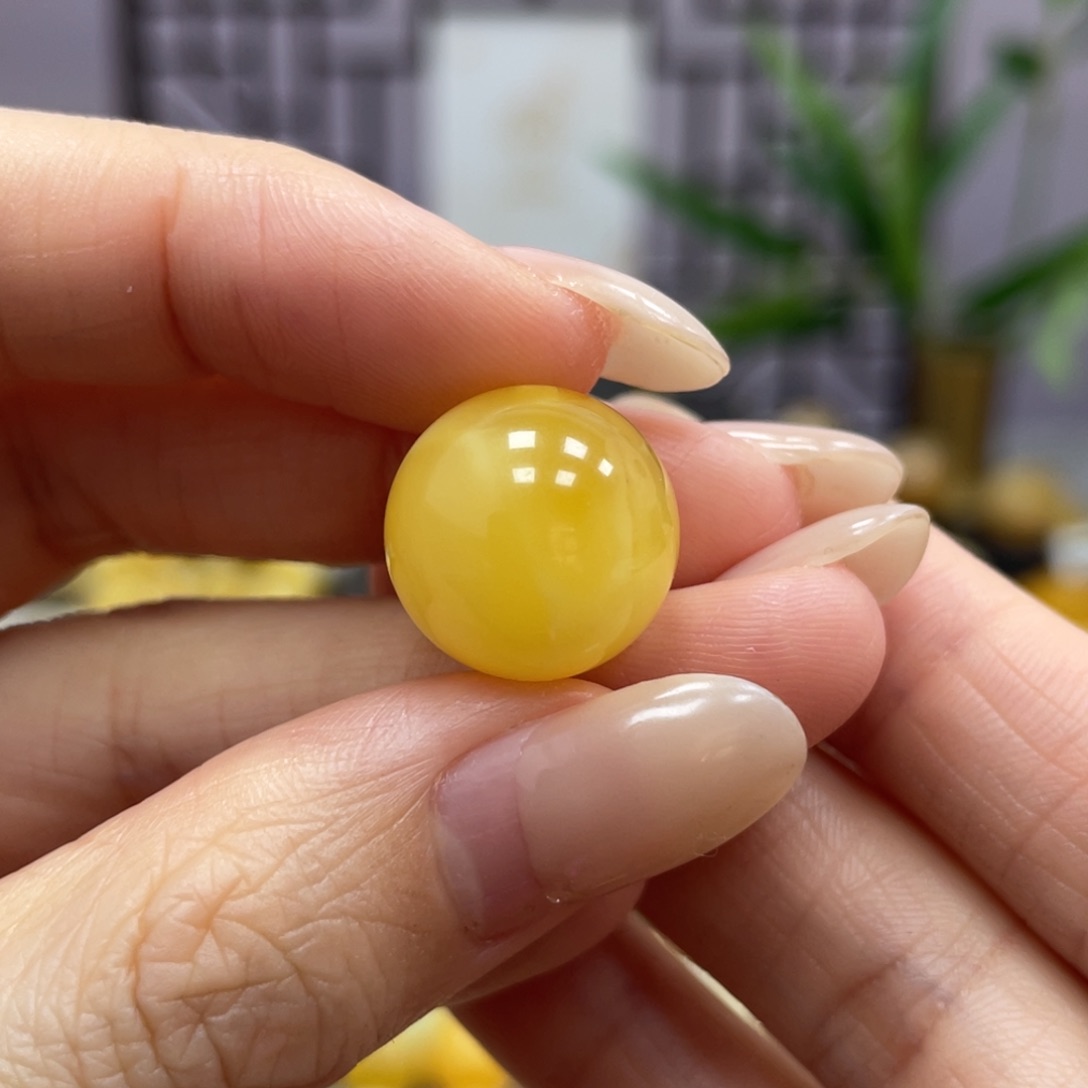 琥珀裸石未镶嵌15.0mm圆珠
