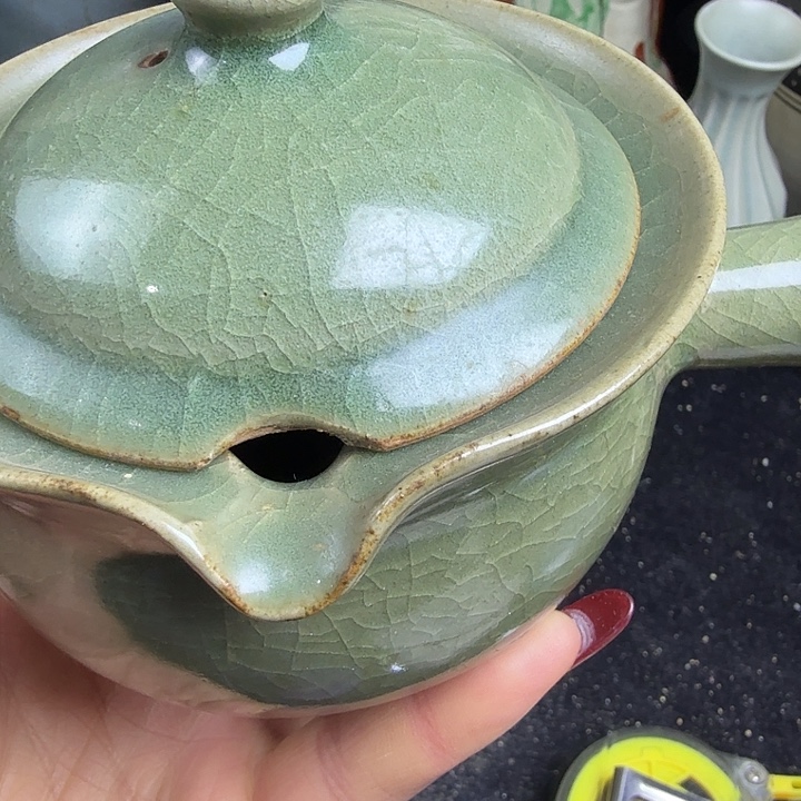 荣***斋东沟窑翠青釉煮茶壶