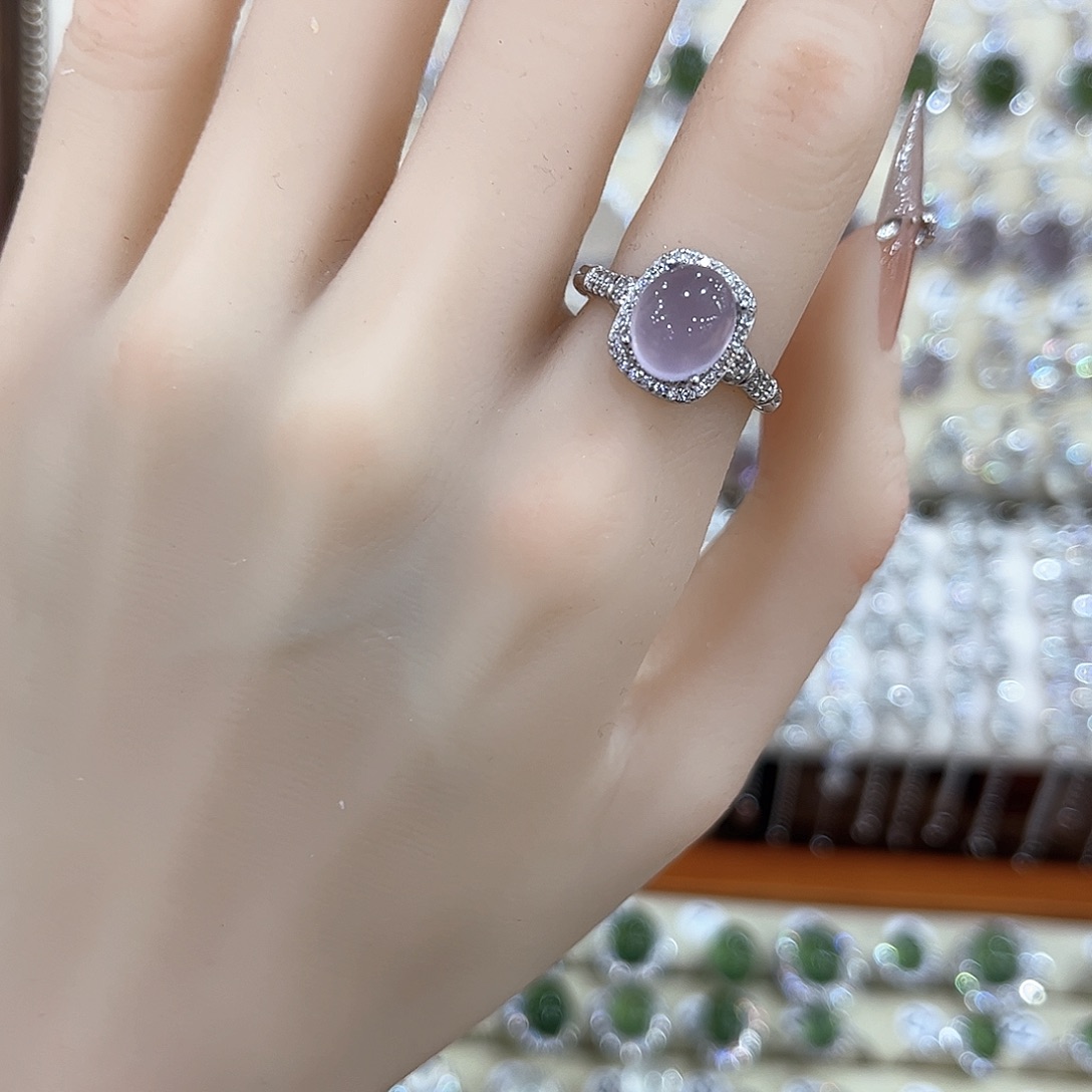 萤石戒指银S925镶嵌