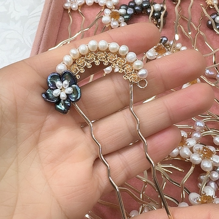 淡水珍珠胸饰银S925镶嵌