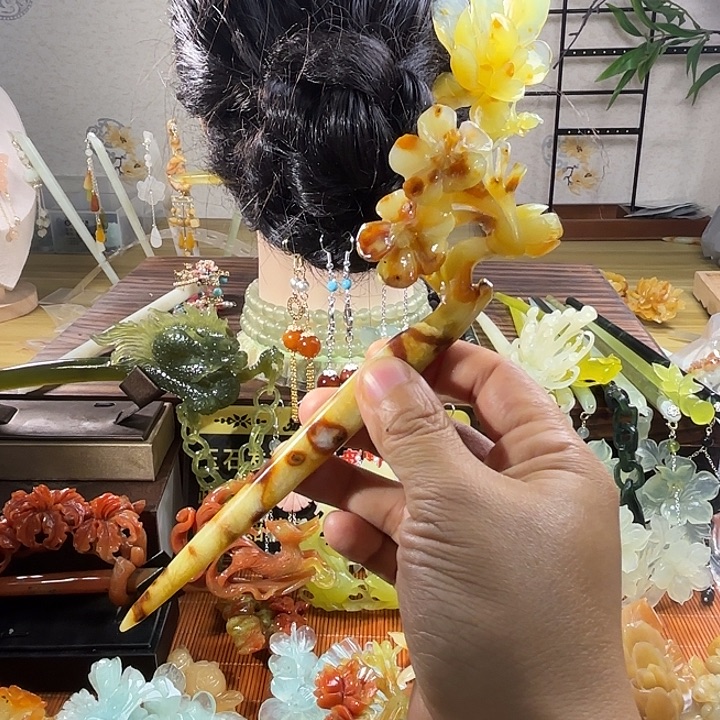 蛇纹石玉合金发饰