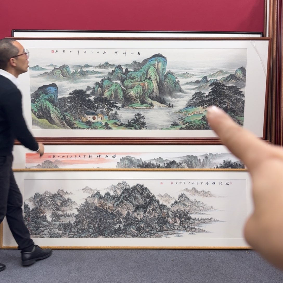 国画手绘作品带框210成80