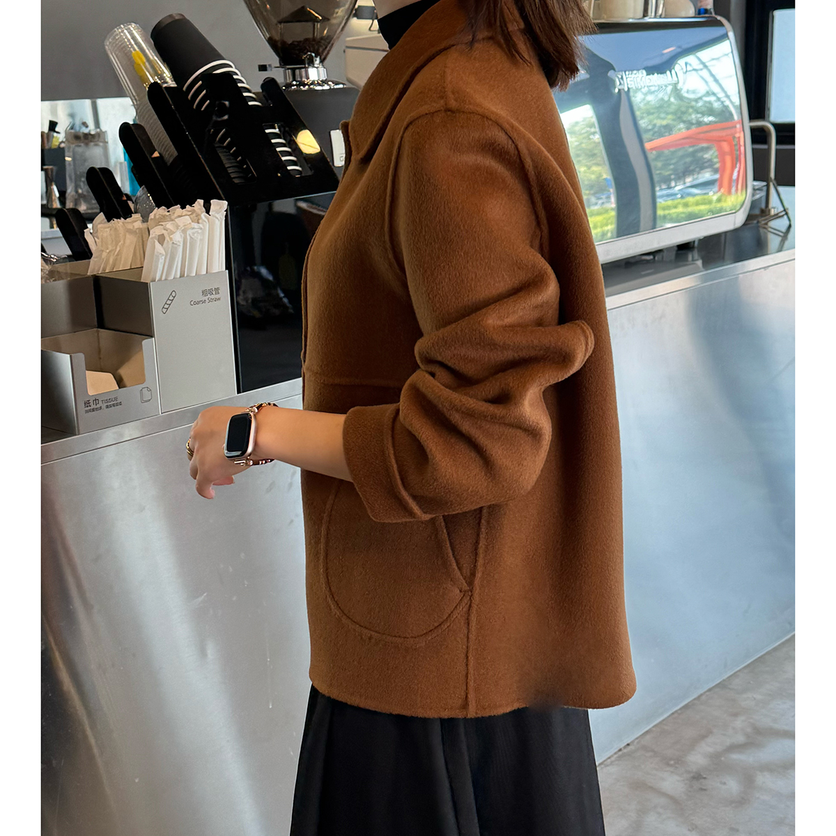 209休闲气质网红羊绒外套宽松双面呢气质