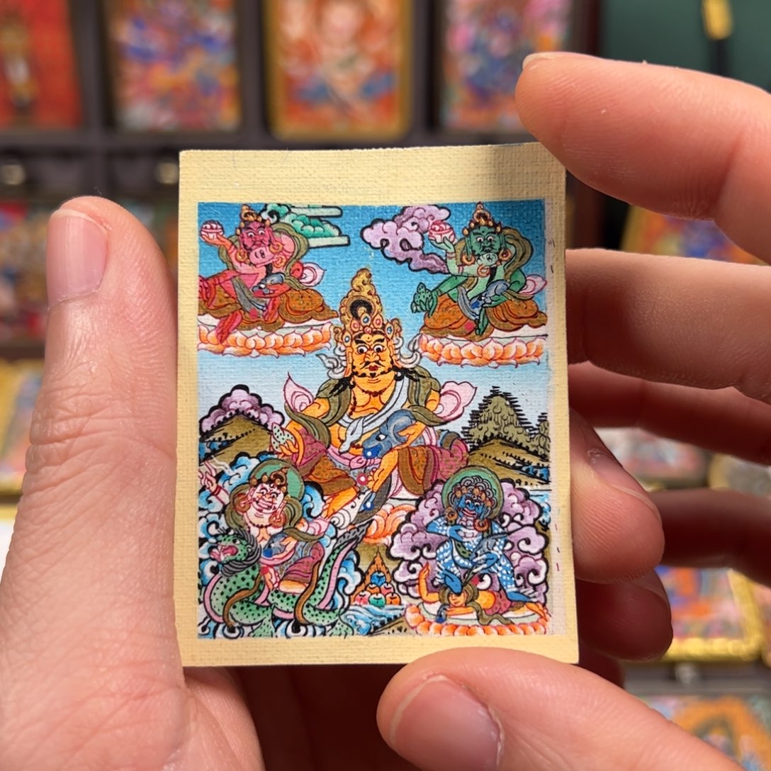 吊坠五路cc纯手绘唐卡