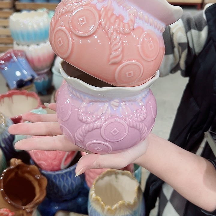 有孔.凑满10元发货多肉陶瓷花盆！