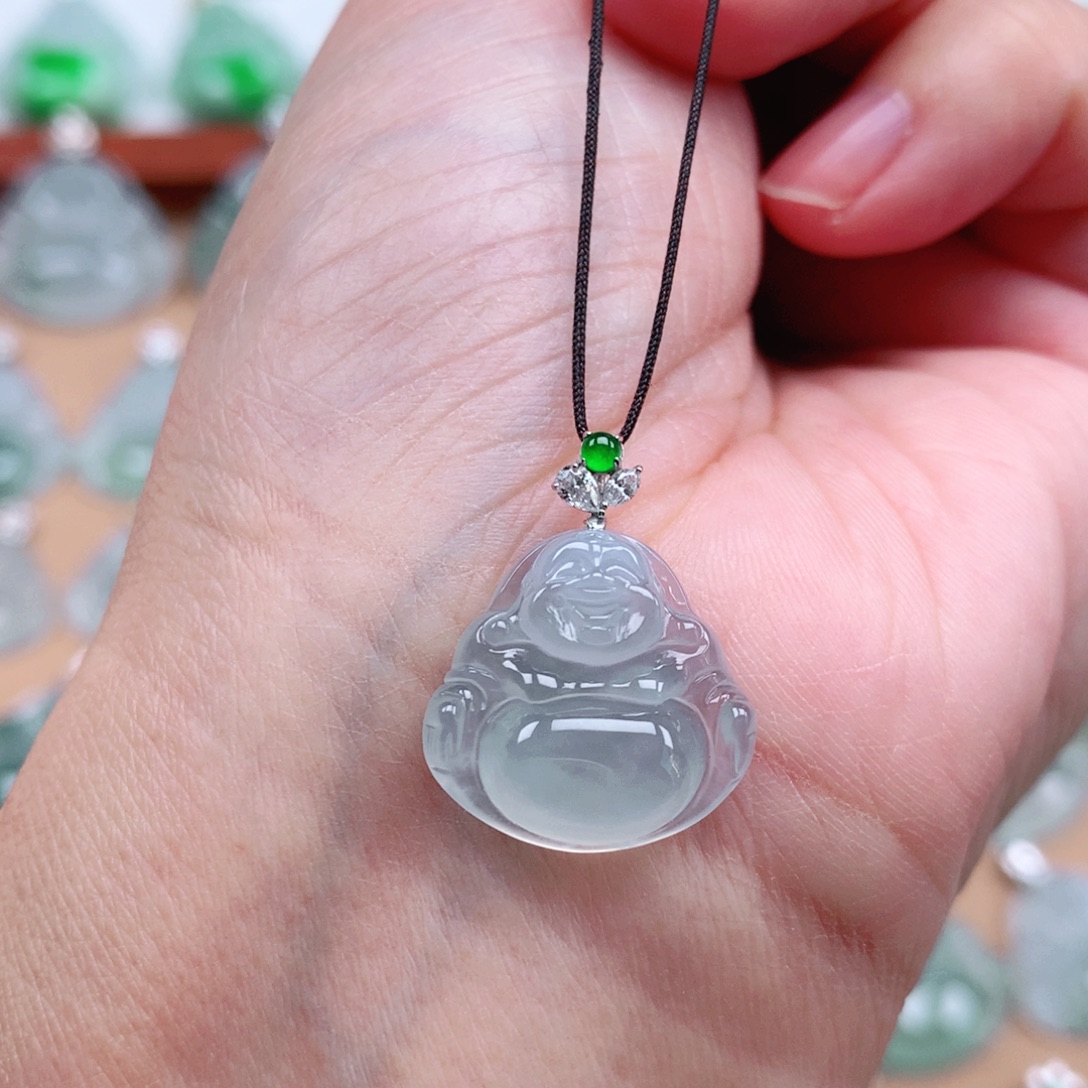 翡翠18K金镶嵌吊坠(不含链)一刀切