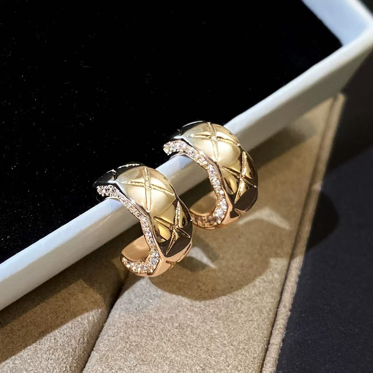 纯铜耳饰 香家菱纹耳扣时尚简约百搭耳环耳饰新款爆款925银针