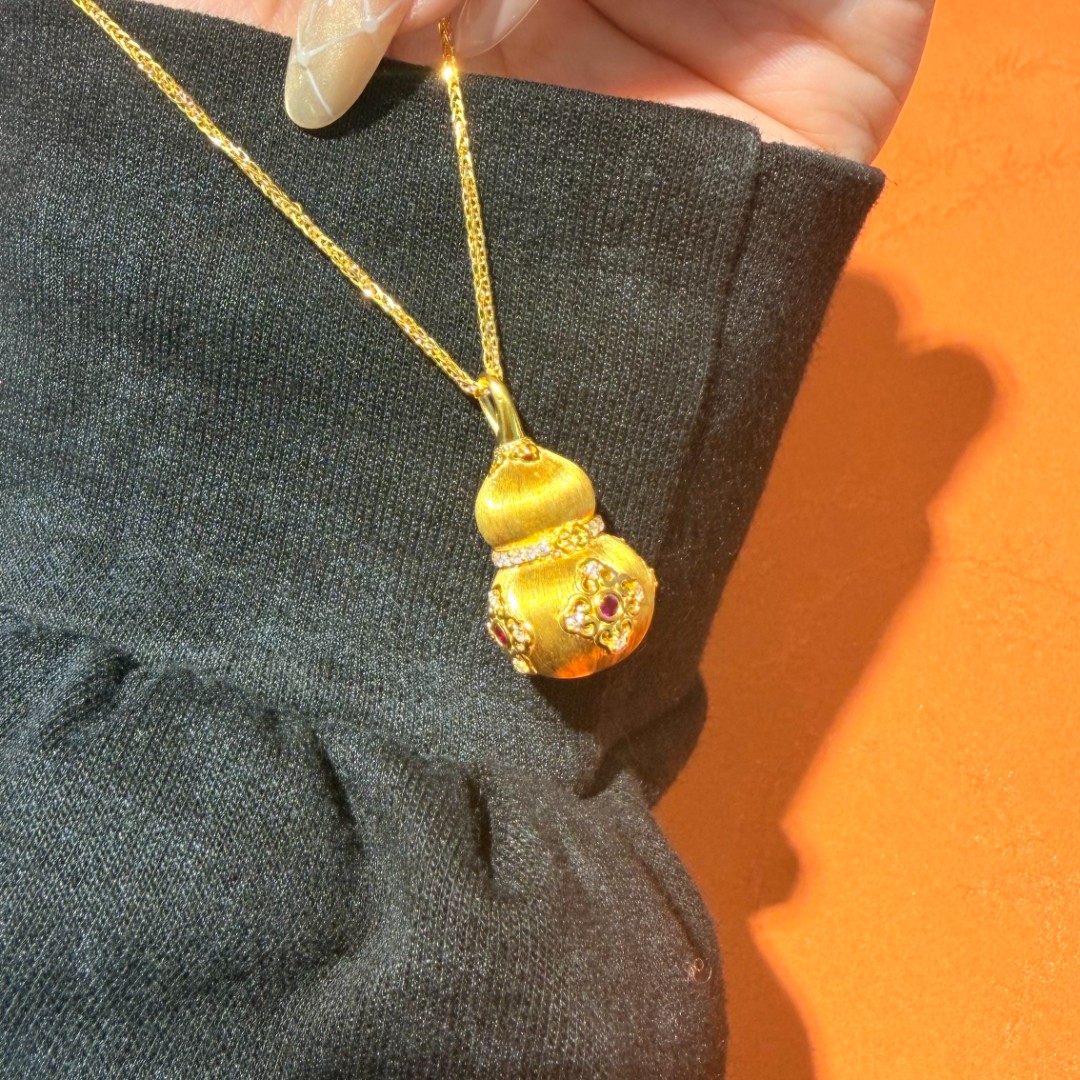  XX『点钻拉丝葫芦套链』5D黄金足金999套链附加576