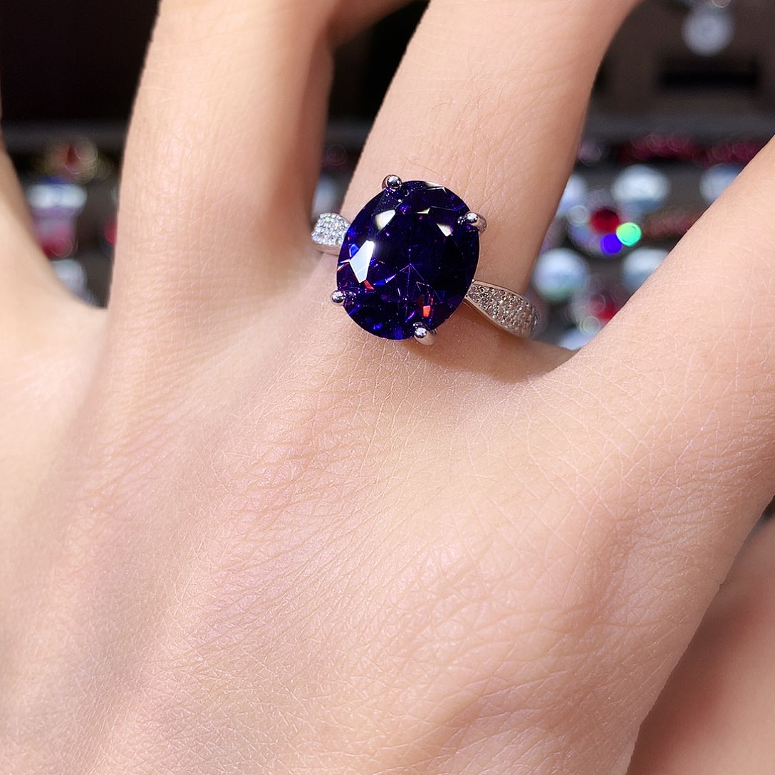 无925银深帝王紫色戒指