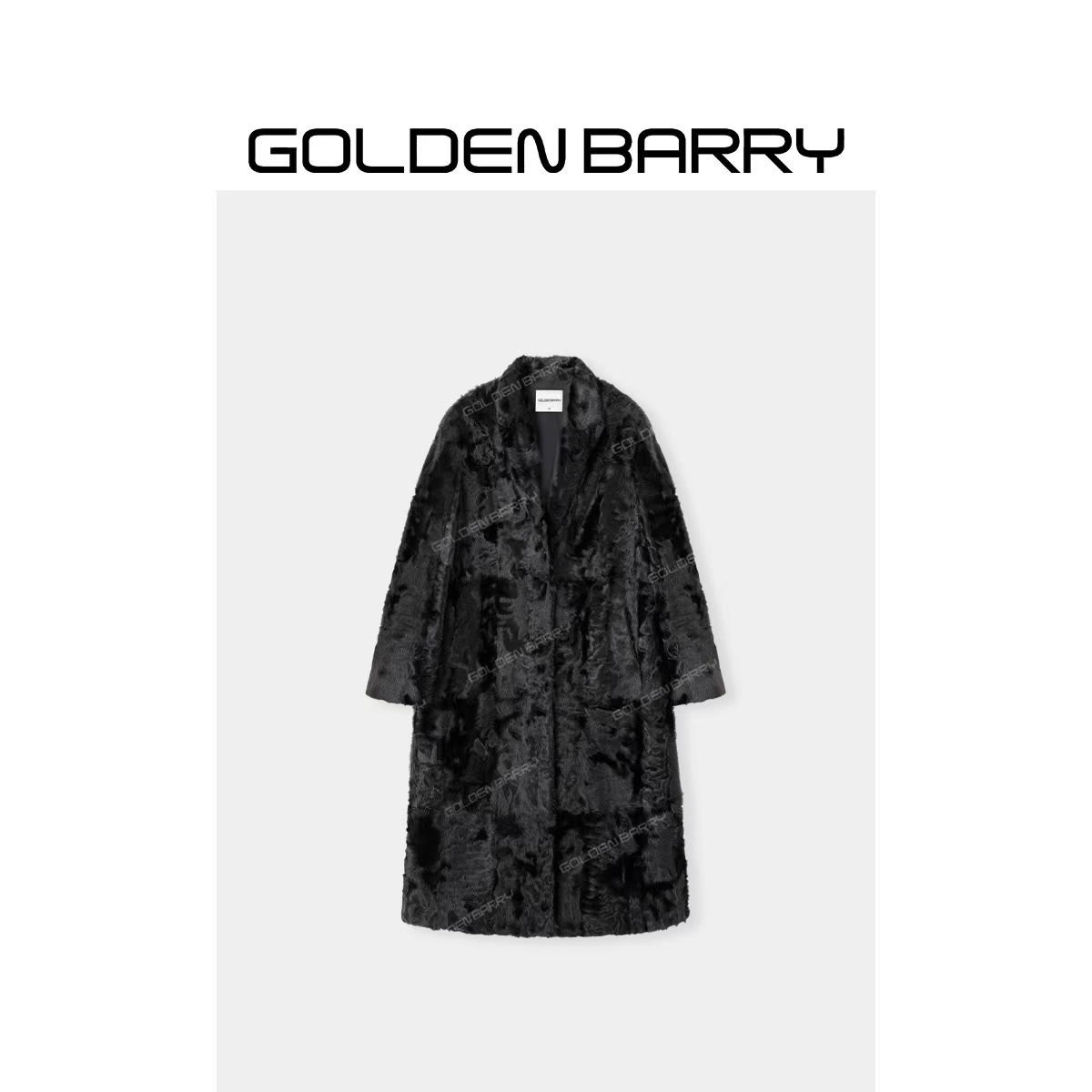 GOLDENBARRY|151021“夜阑 象羔”长款西服领皮毛一体外套
