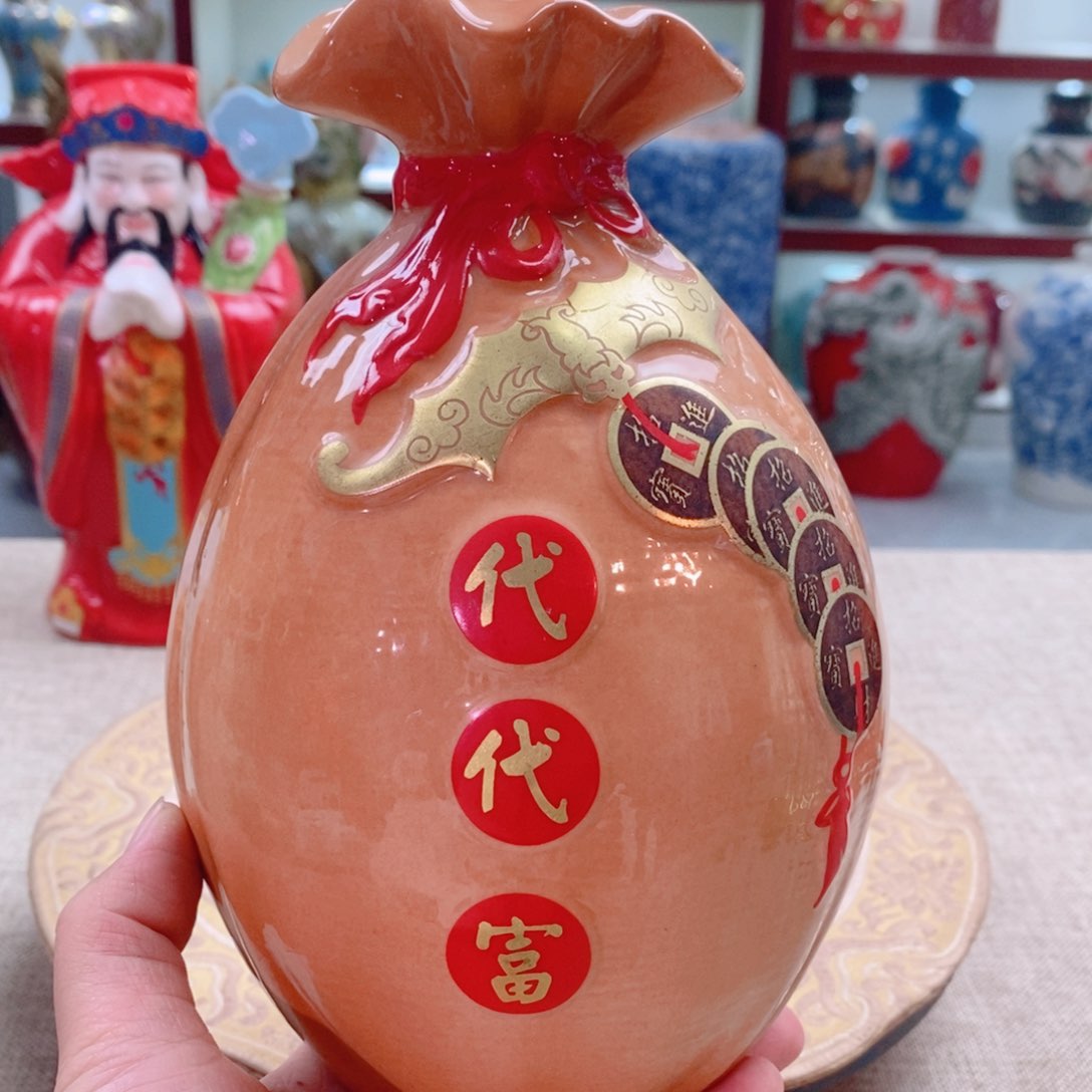 摆件景德镇垚晶陶瓷2.5斤代代富