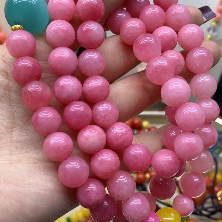 菱锰矿（红纹石）颈饰合金吊坠