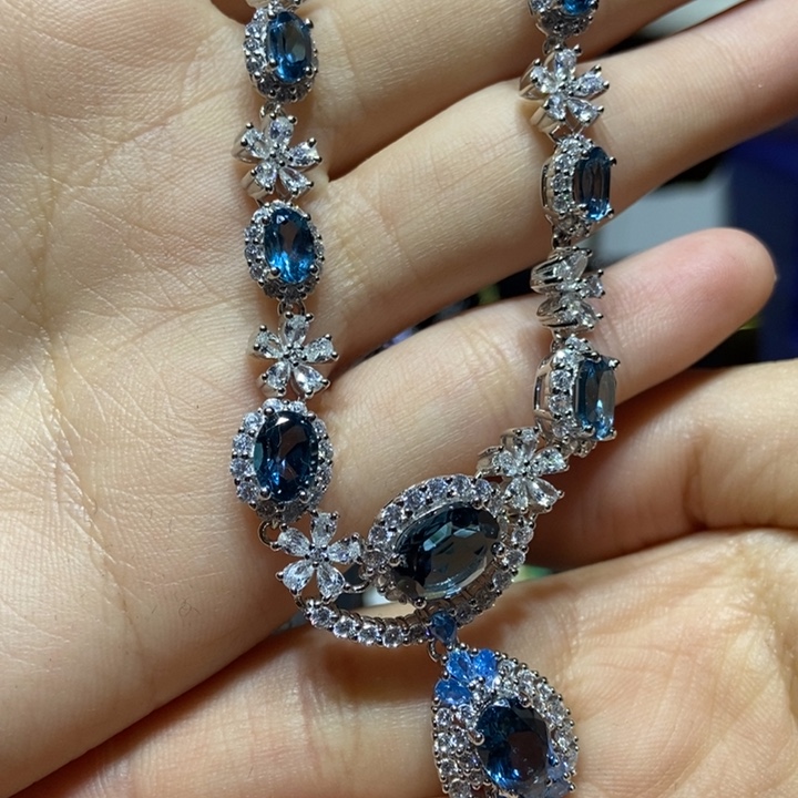 托帕石颈饰银S925镶嵌