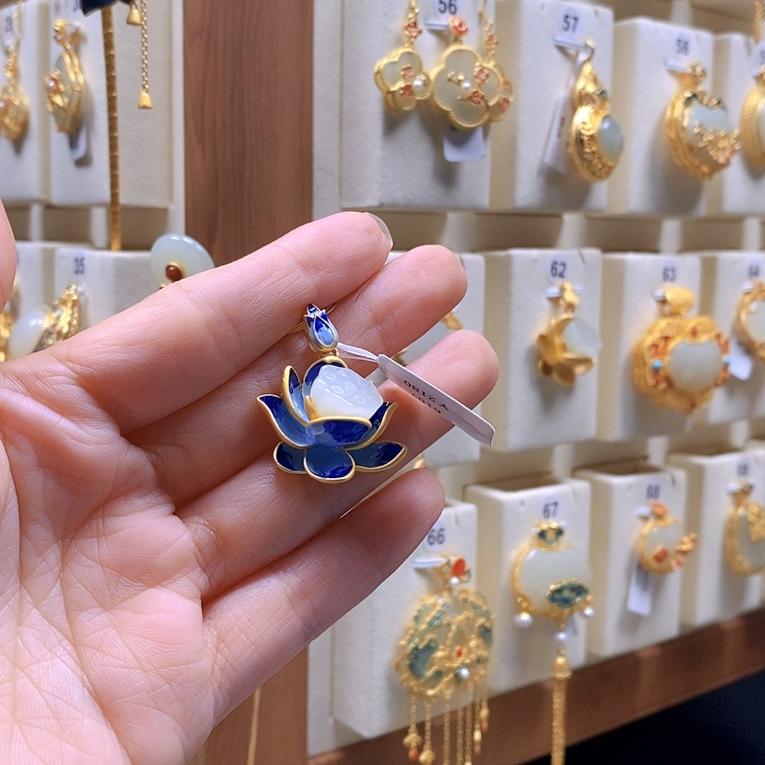 和田玉颈饰银S925镶嵌