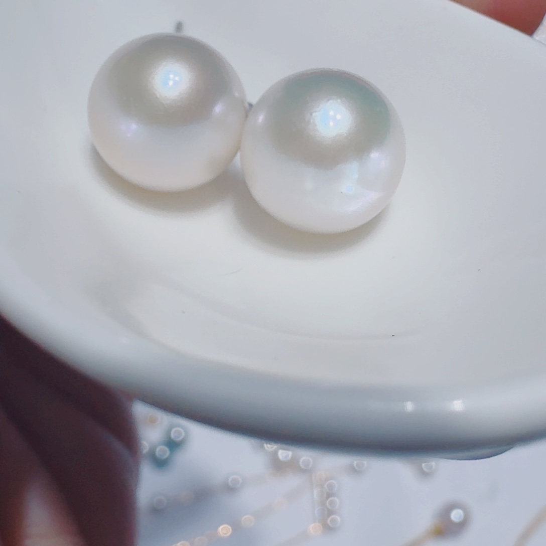淡水珍珠耳饰银S925镶嵌350一对