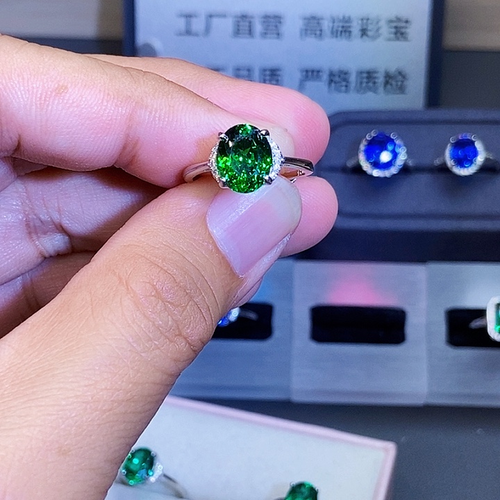 戒指碧玺银S925镶嵌