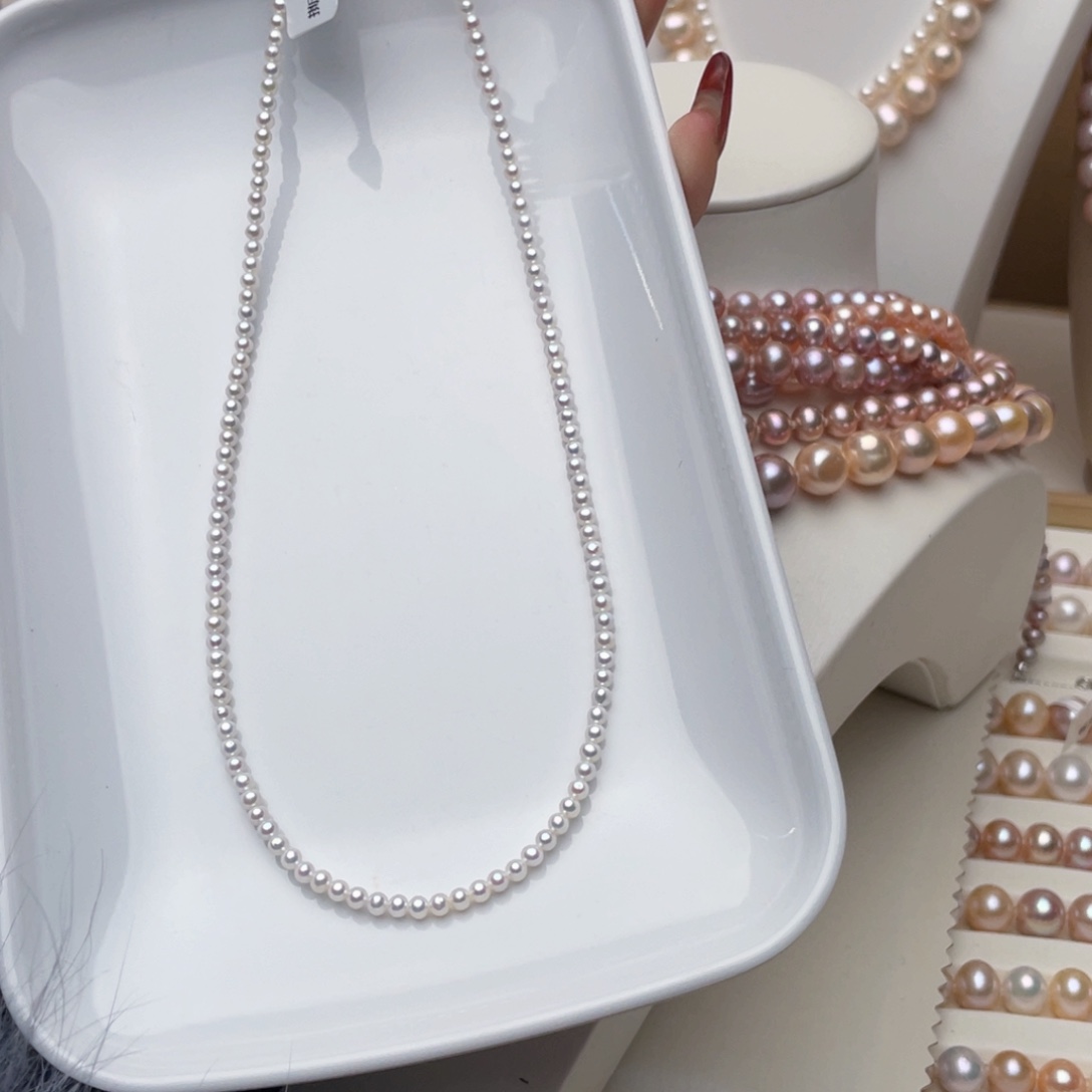 淡水珍珠项链银S925镶嵌米**宝3-4