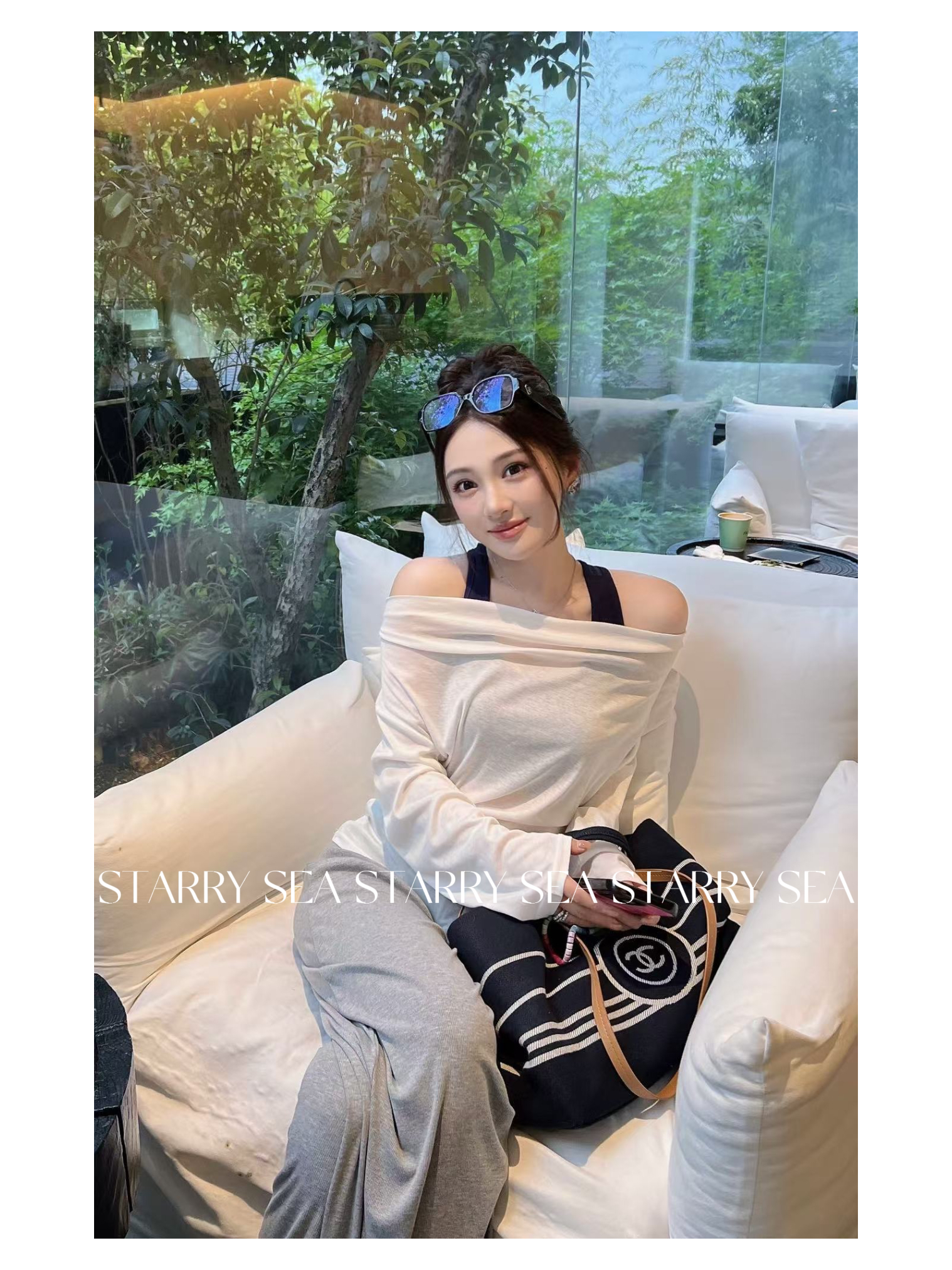 PP 法式辣妹白色荡领T恤穿搭吊带露肩纯欲上衣#PP0093TZ