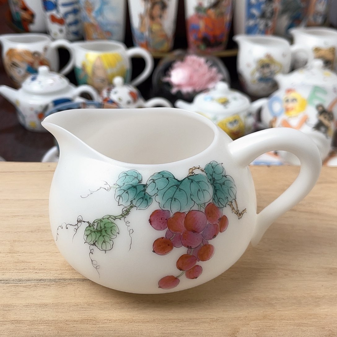 冰种素烧手绘公道杯