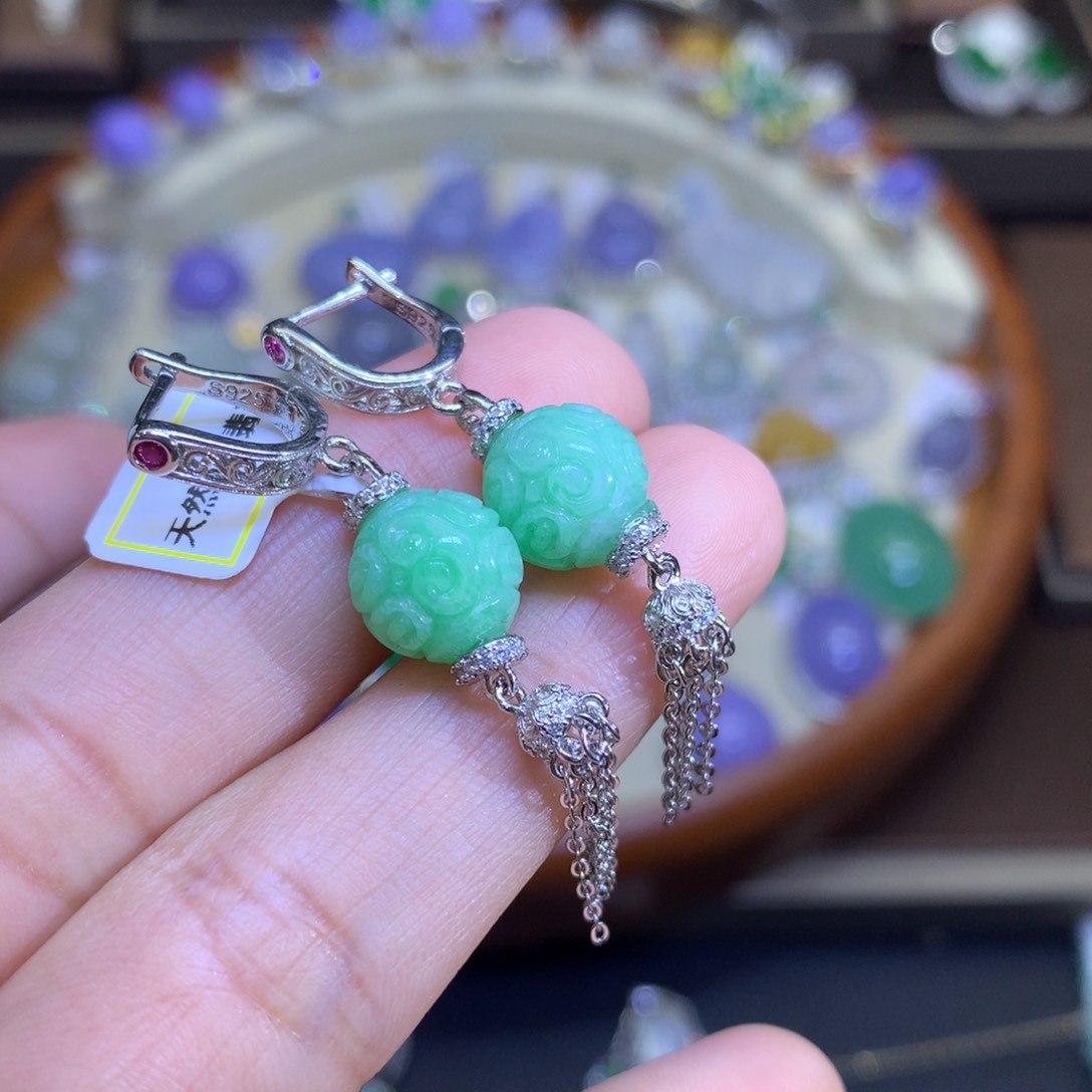 翡翠戒指银S925镶嵌翡翠