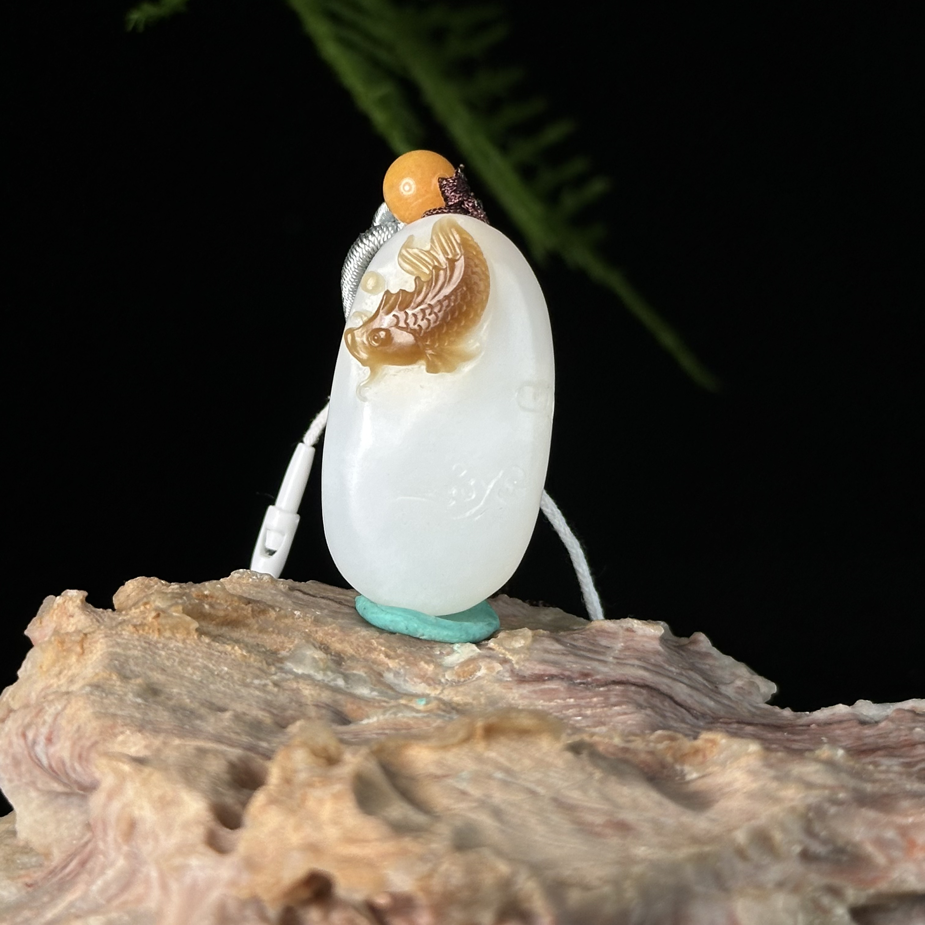 CZS6050806*和田玉金山糖鱼跃龙门吊坠【上海兰馨】