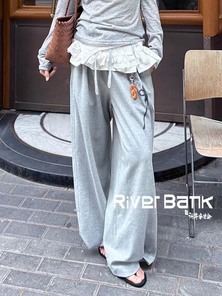 【加厚加绒】河岸家买手店丿未·PUREVENUS可拆卸花边灰色长裤26早春