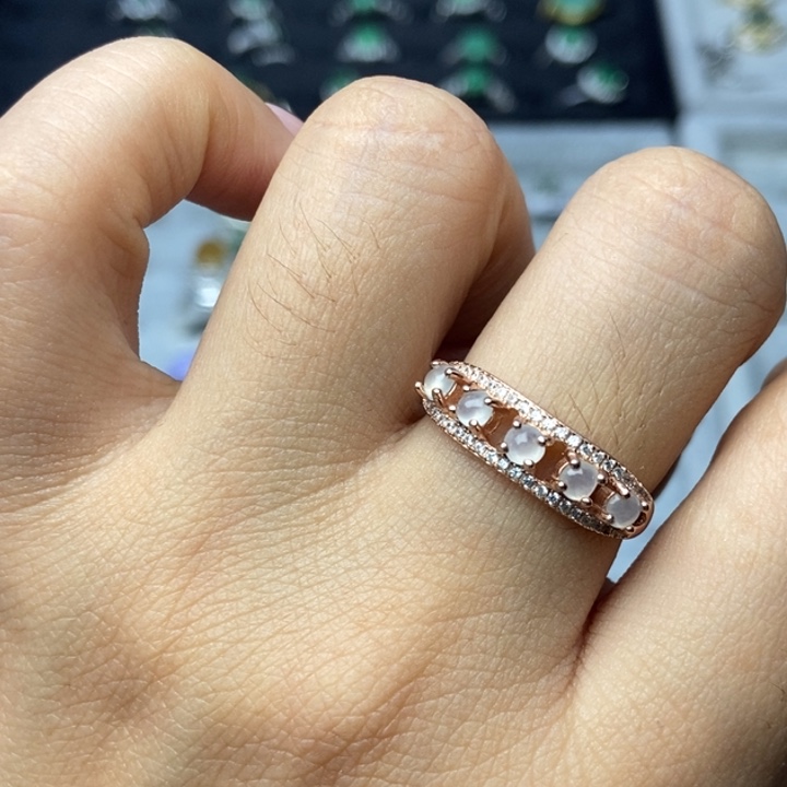 翡翠戒指银S925镶嵌戒指