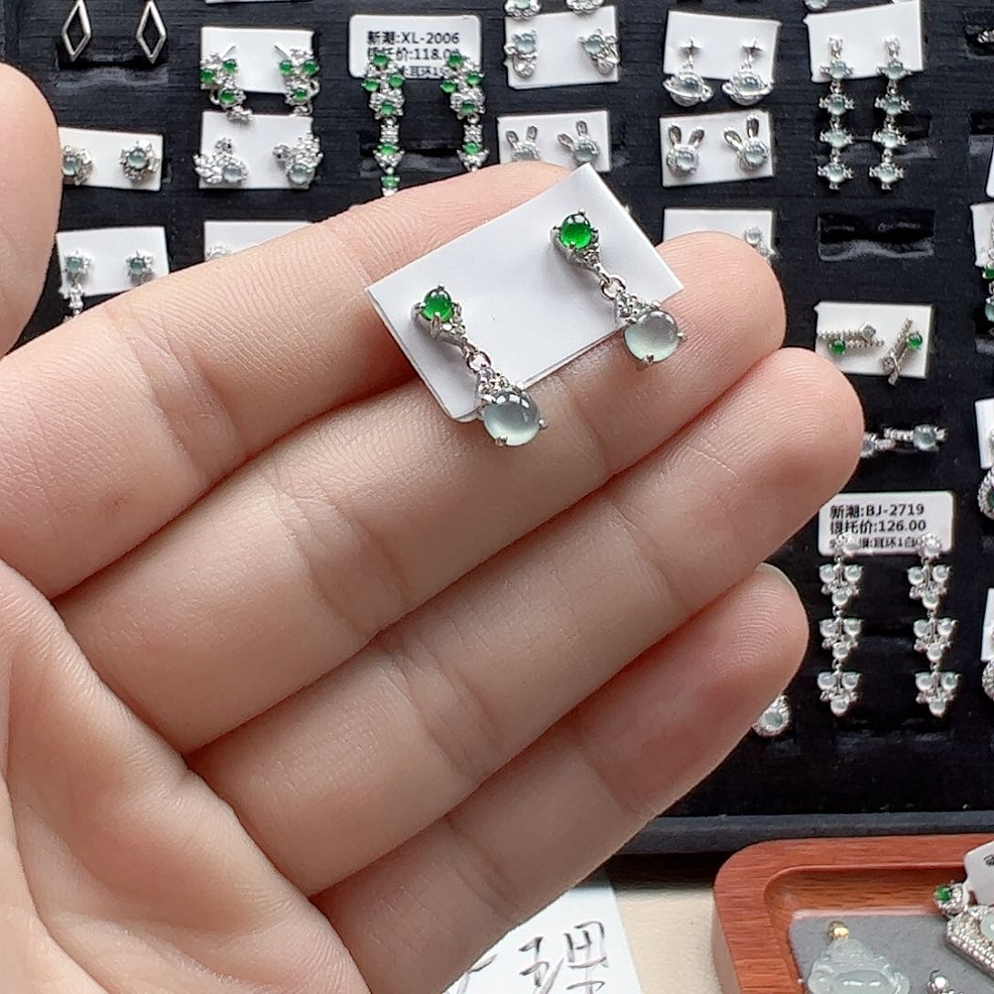 翡翠手链银S925镶嵌天然翡翠A货