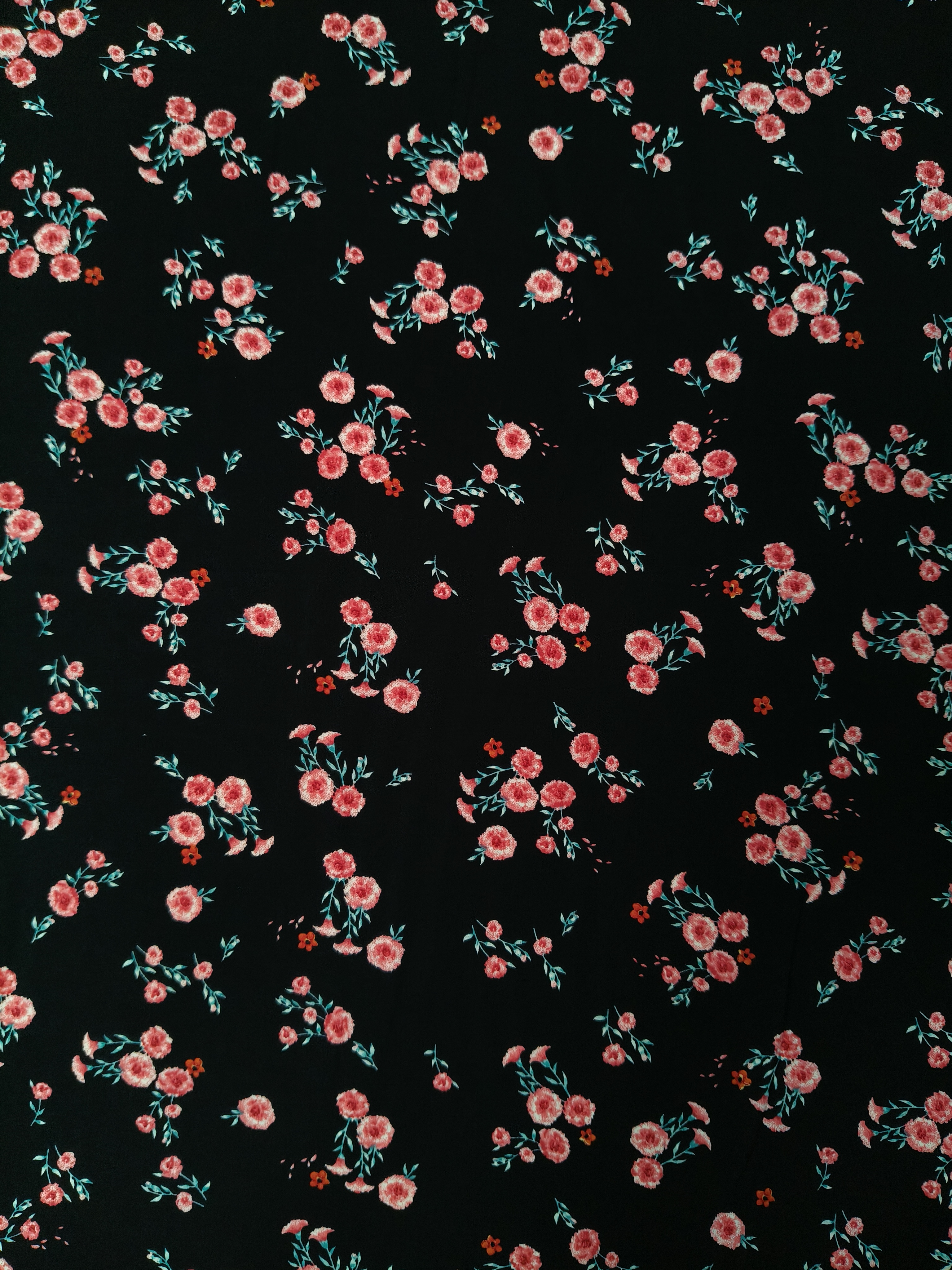 专柜款！黑底红花 精品雪纺破卡布料服装做连衣裙碎花手工头饰面料