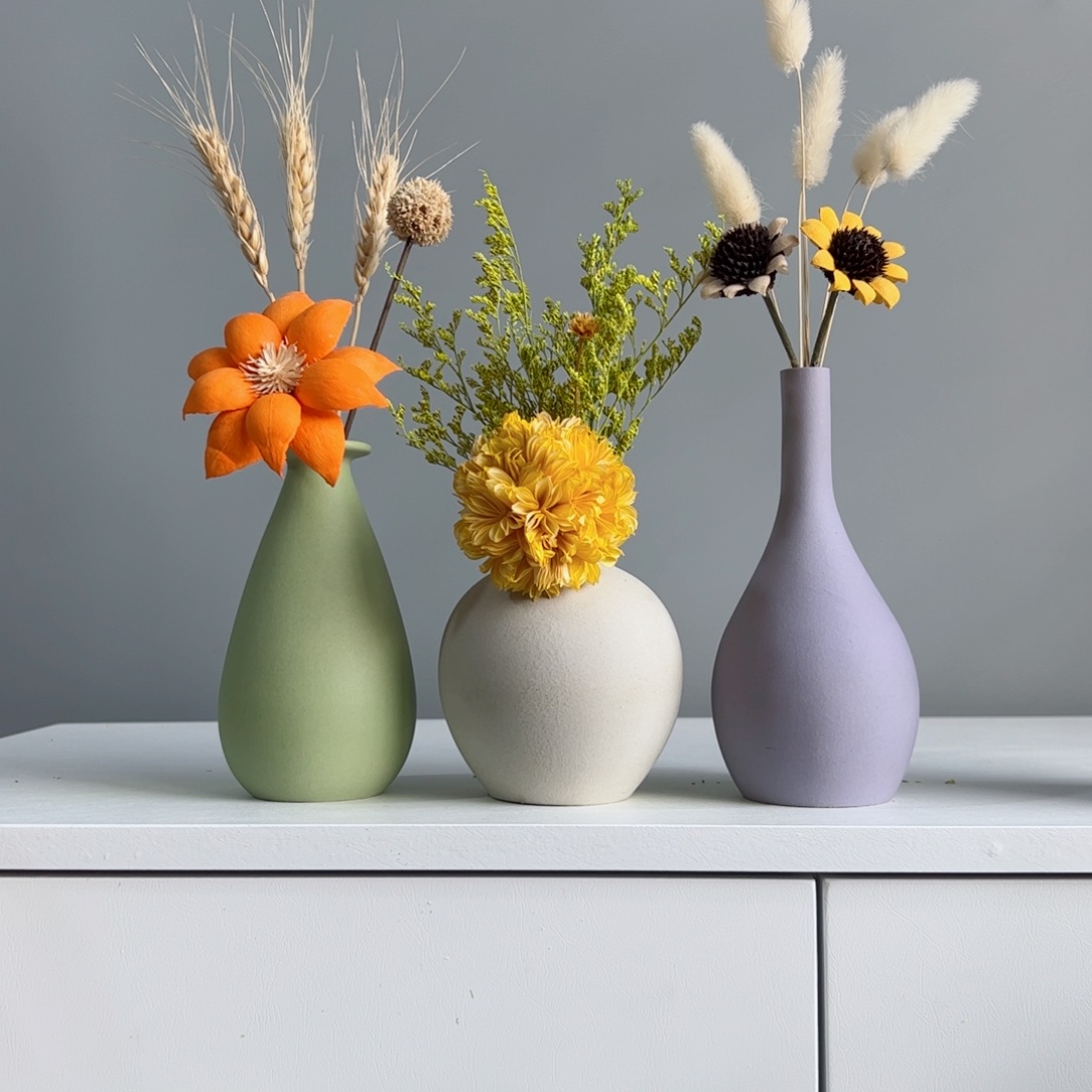 摆件陶瓷小花瓶摆件含花总高约20-30cm