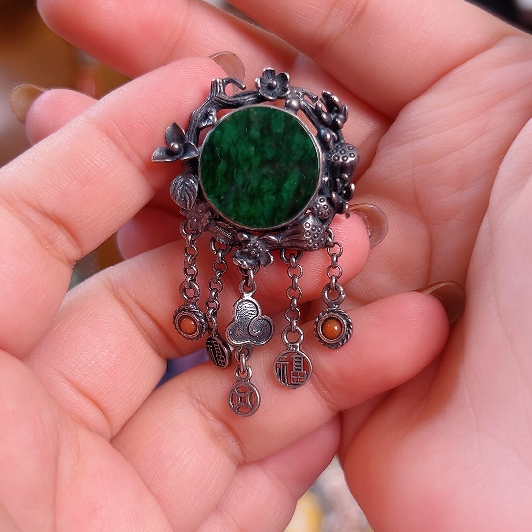 翡翠银S925镶嵌戒指/指环国风